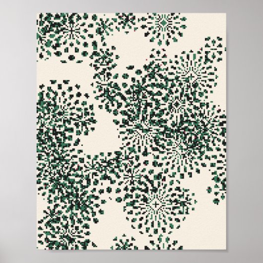 Poster Pixelated Floral Pattern  (Devant)