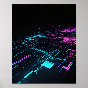 Poster Pixelated Glitch Art Abstrait