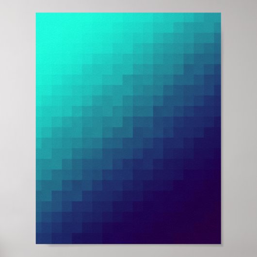 Poster Pixels de dégradé Aqua - Art moderne (Devant)