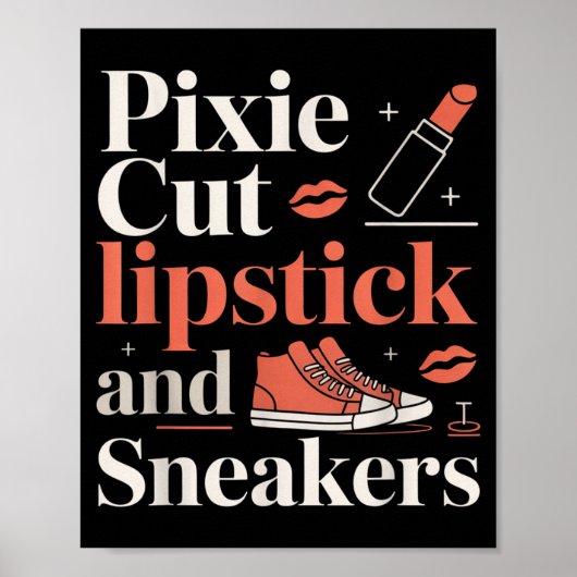 Poster Pixie cut lipstick and sneakers short hair style (Devant)