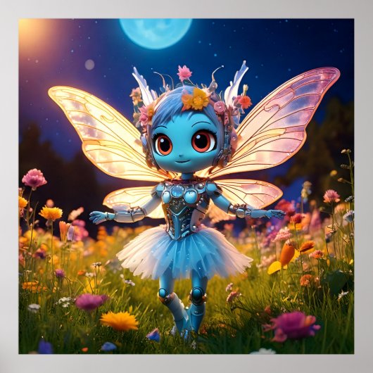 Poster Pixie Robot Ballerina Danser en Fleur sauvage (Devant)