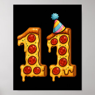 Poster Pizza 11e anniversaire 11 ans Vieux Casquette de p