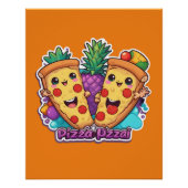 Poster Pizza à l'ananas amusant (Devant)