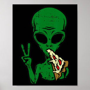 Poster Pizza Alien Manger Paix Amusants Espace Espace-51