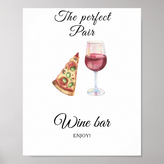 Poster Pizza and Wine Bridal shower - Wine bar (Devant)