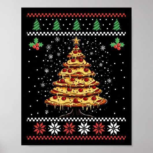 Poster Pizza Arbre de Noël moche Sweat de Noël Noël Noël (Devant)