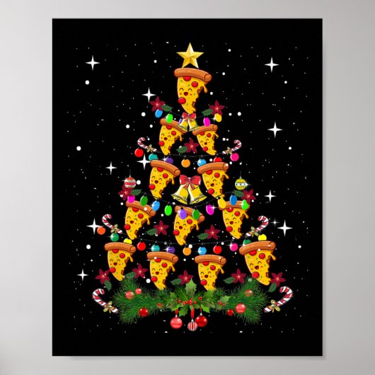 Poster Pizza Arbre de Noël Pizza Fast Food Lover X (Devant)
