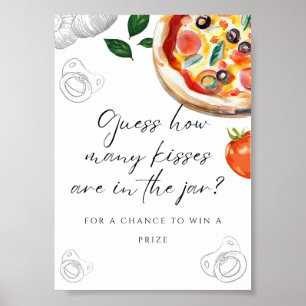 Poster Pizza Baby shower Guess the Kisses