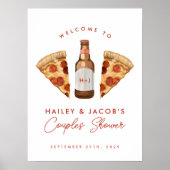Poster Pizza & Bière Couples Décontractés Fête des mariée (Devant)