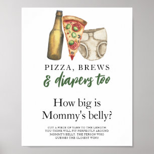 Poster Pizza, Brews et Diapers Quelle taille a le ventre