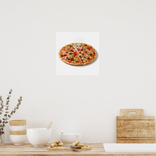 Poster Pizza chargée (Cuisine)