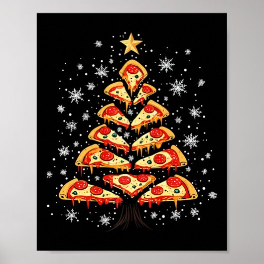 Poster Pizza Christmas Tree Restauration Rapide Noël Homm (Devant)