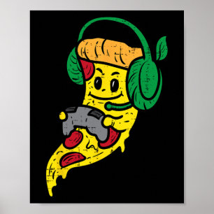 Poster Pizza de joueur Jeux vidéo Nourriture drôle Hommes