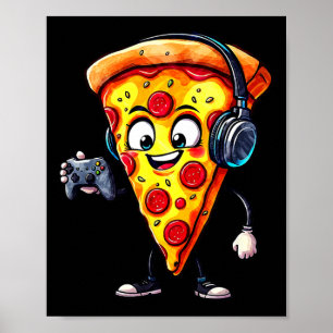 Poster Pizza de nourriture drôle de jeu vidéo pour hommes