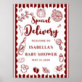 Poster Pizza doodle special Delivery Baby Shower  (Devant)