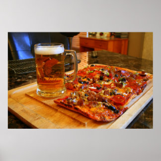 Poster Pizza Et Bière