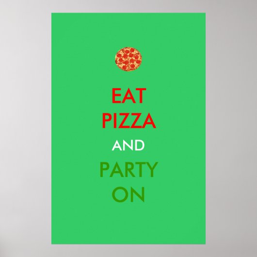 Poster Pizza et fête sur l'affiche amusante (Devant)