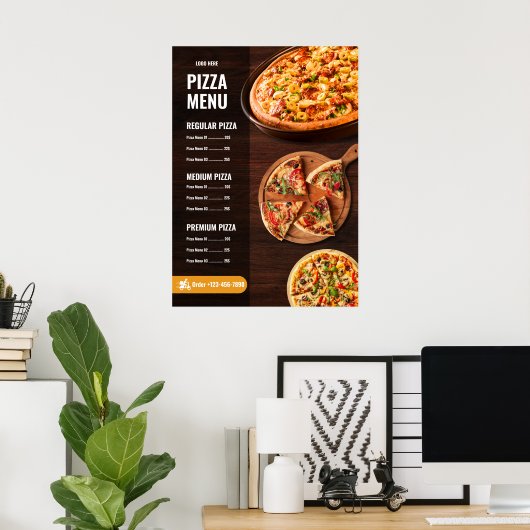 Poster Pizza Menu pizzeria Menu Restaurant Menu (Bureau à domicile)