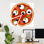 Poster Pizza Mozzarella aux Tomates et Basilic (Bureau à domicile)