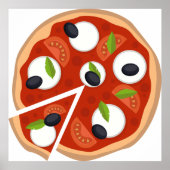 Poster Pizza Mozzarella aux Tomates et Basilic (Devant)