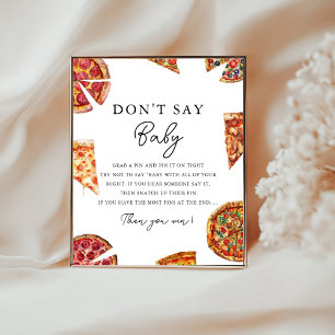 Poster Pizza ne pas dire Baby shower jeu