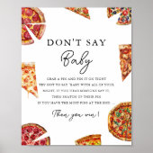 Poster Pizza ne pas dire Baby shower jeu (Devant)