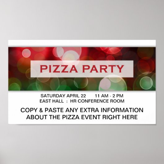 Poster pizza party bokeh (Devant)