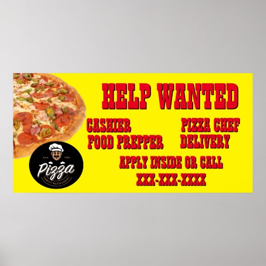 Poster Pizza Restaurant Personnaliser Aide Boutique Reche (Devant)