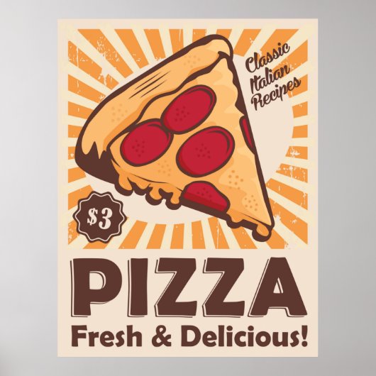 Poster pizza rétro cool (Devant)