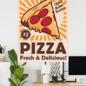 Poster pizza rétro cool (Bureau à domicile)
