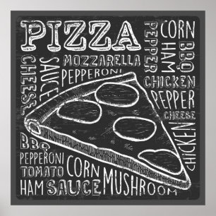Poster pizza rétro cool