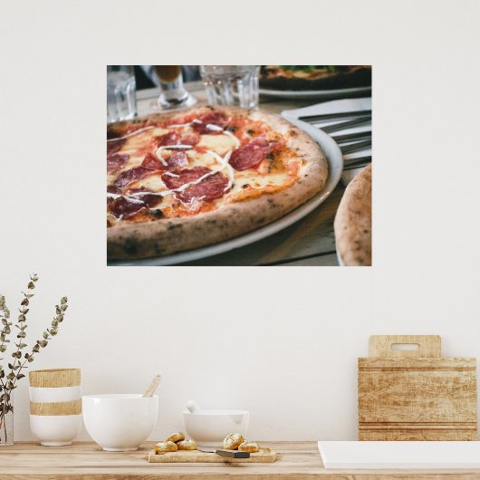 Poster Pizza Salami italienne (Cuisine)