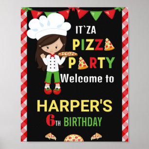 Poster Pizza signe fête de bienvenue fête d'anniversaire