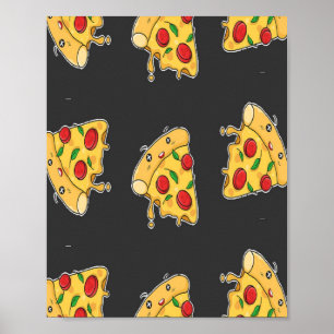 Poster Pizza tranches de nourriture caractère motif