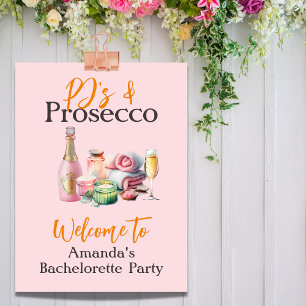 Poster Pjs et Prosecco Spa rose Bachelorette Party