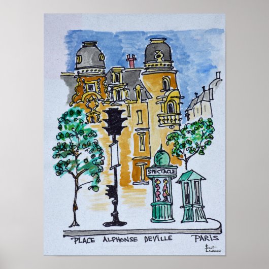 Poster Place Alphonse Deville | Paris, France (Devant)