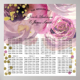Poster Place assise aquarelle florale moderne rose et or