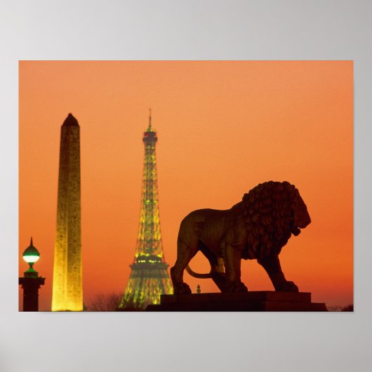 Poster Place de la Concorde ; Tour Eiffel ; Obélisque ; (Devant)