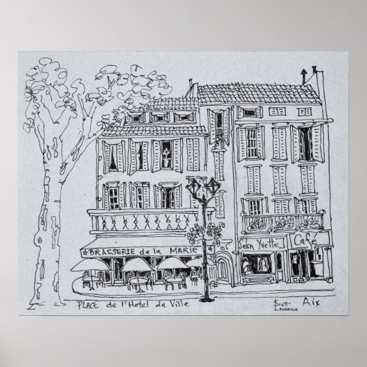Poster Place de L'Hotel de Ville | Aix en Provence (Devant)
