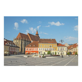 Poster Place du Conseil de Brașov, Transylvanie, Roumanie