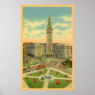 Poster Place publique vintage Cleveland Ohio