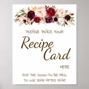 Poster Place Recette Carte Ici Marsala Fleurs Douche Sign