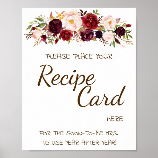 Poster Place Recette Carte Ici Marsala Fleurs Douche Sign (Devant)