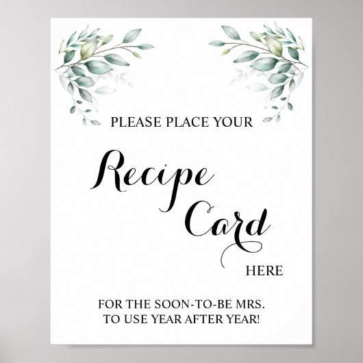 Poster Placer la carte de recette ici Eucalyptus Douche s (Devant)