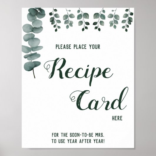 Poster Placer la carte de recette ici Eucalyptus Douche s (Devant)