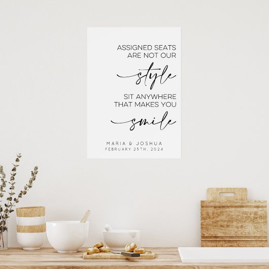Poster Places Assignés Ne Sont Pas Notre Style Mariage Mi (Cuisine)