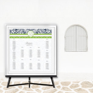 Poster Places assises de mariage Navy & Vert - N'utilisez