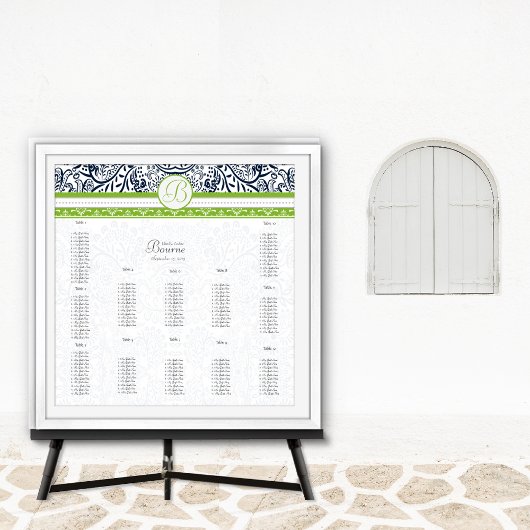 Poster Places assises de mariage Navy & Vert - N'utilisez