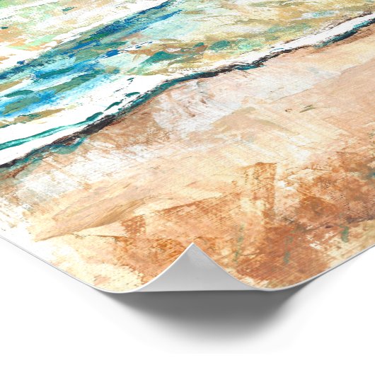 Poster Plage Abstraite Mer Et Sable Art (Coin)