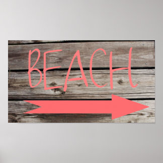 Poster Plage Ainsi Faux Wood